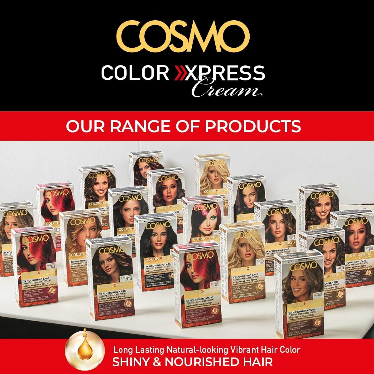 COSMO COLOR EXPRESS PERMANENT HAIR COLOR CREAM KIT NATURAL BROWN 4.0