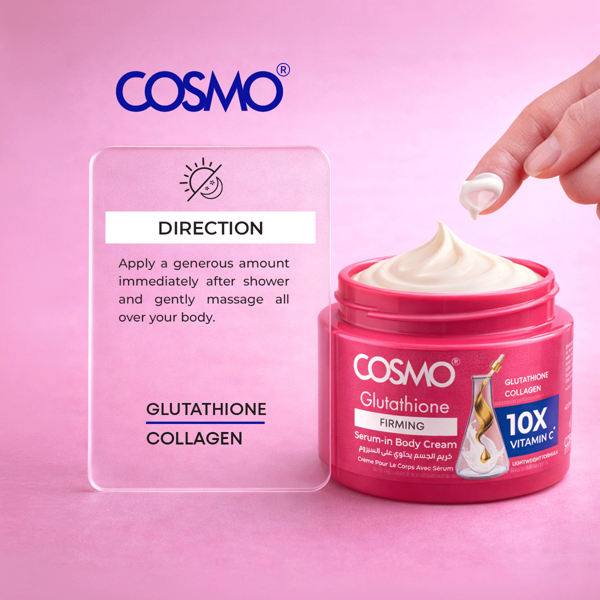 Glutathione Serum, Cream & Body Lotion India — Cosmo Glow White