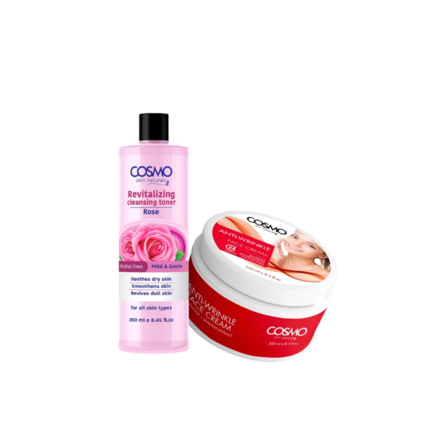 Valentine Combo - Rose Cleansing Toner & Anti Wrinkle Face Cream