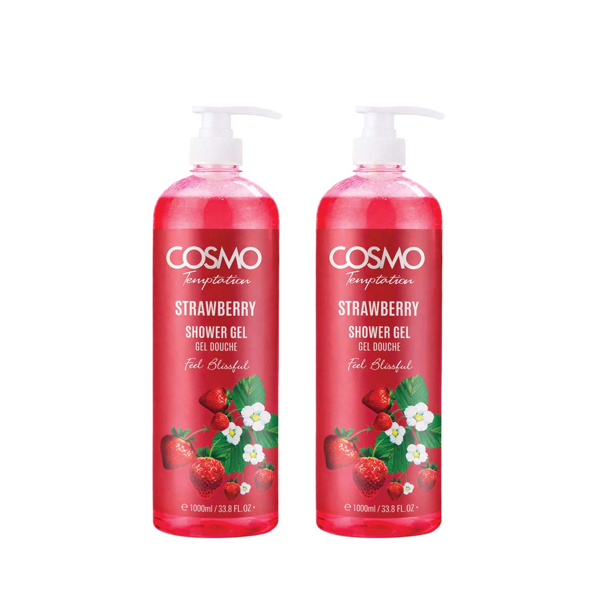 Shower Gel Strawberry 1000ML & 480ML - Pack Of 2