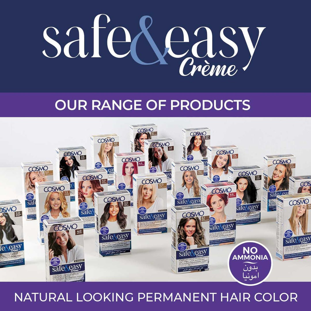 COSMO SAFE & EASY CREAM NO AMMONIA PERMANENT HAIR COLOR KIT DARK BLONDE 6.0