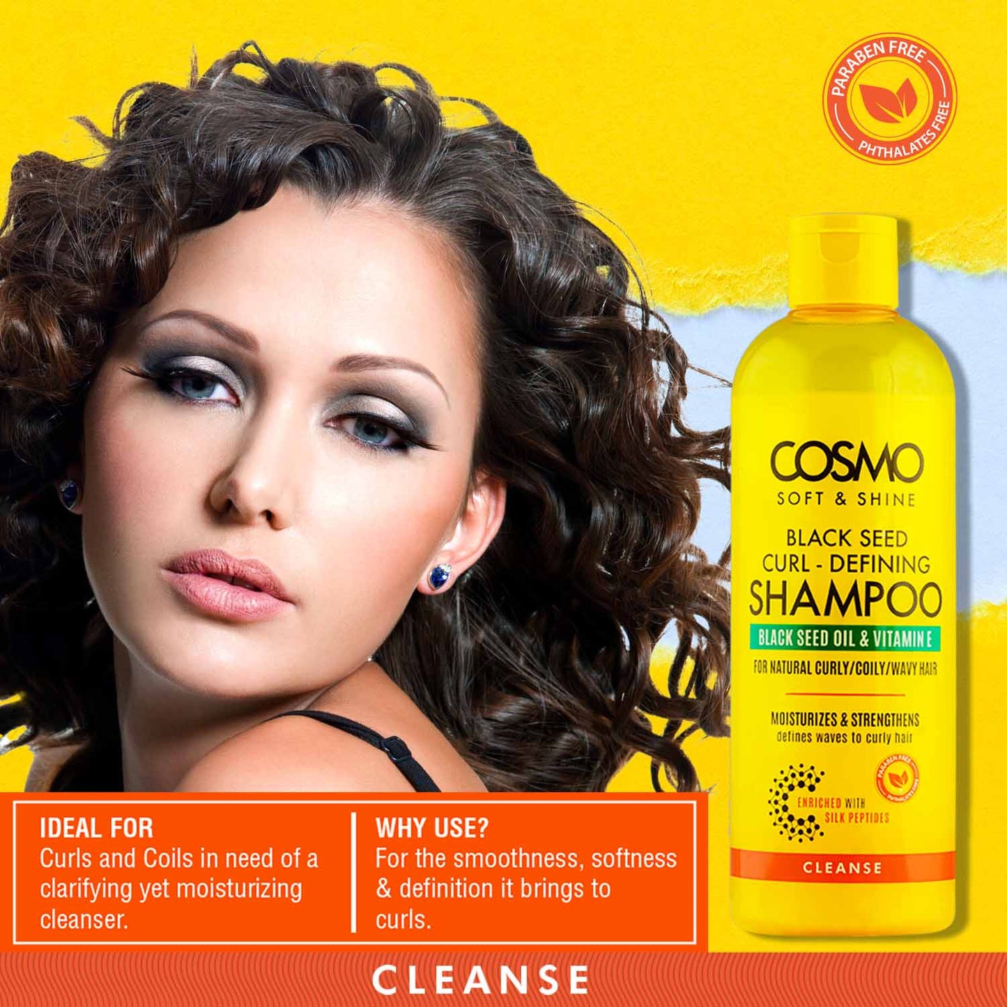 Cosmo Soft & Shine Black Seed Curl - Defining Shampoo Cleanse “ 480Ml