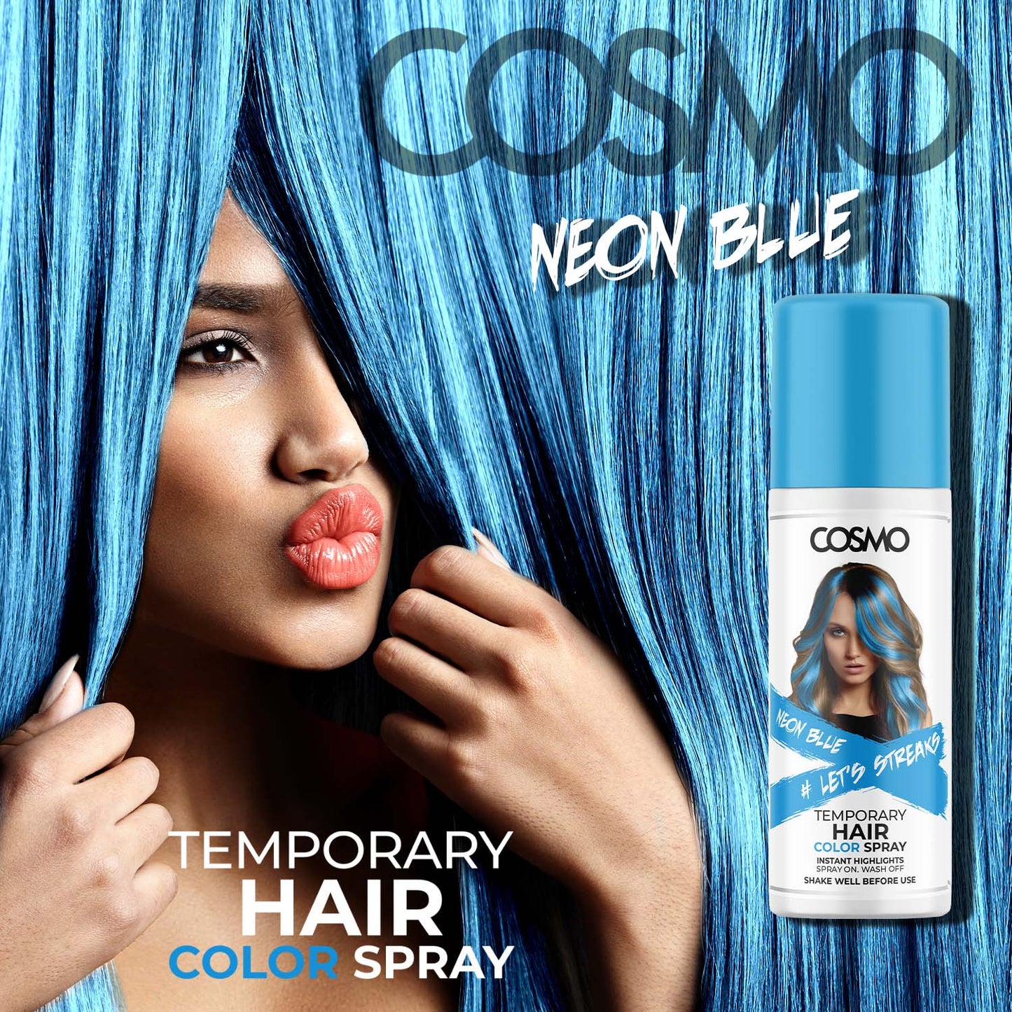 Neon Hair Colour Spray - Blue