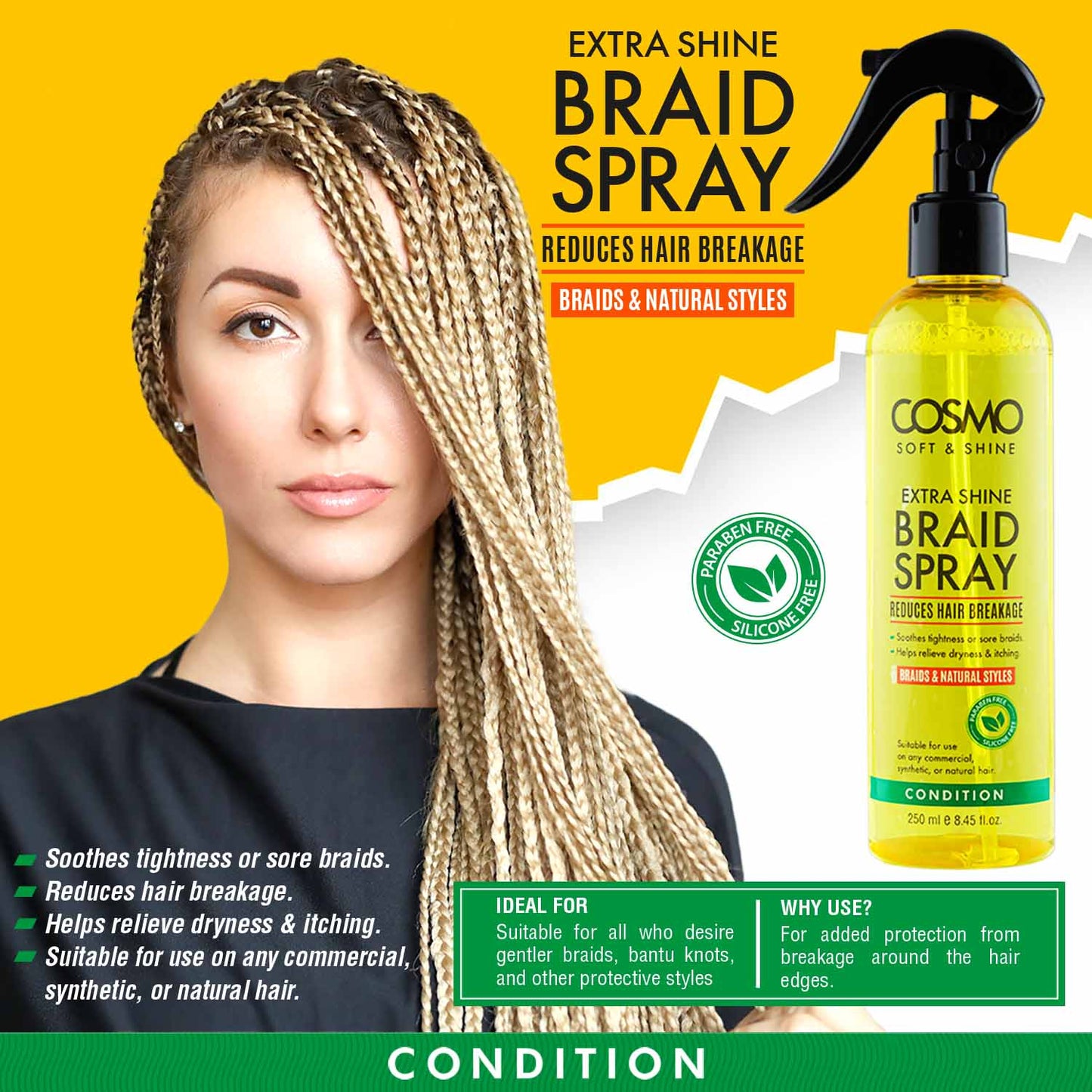 Cosmo Soft & Shine Braid Spray Condition - 250ml