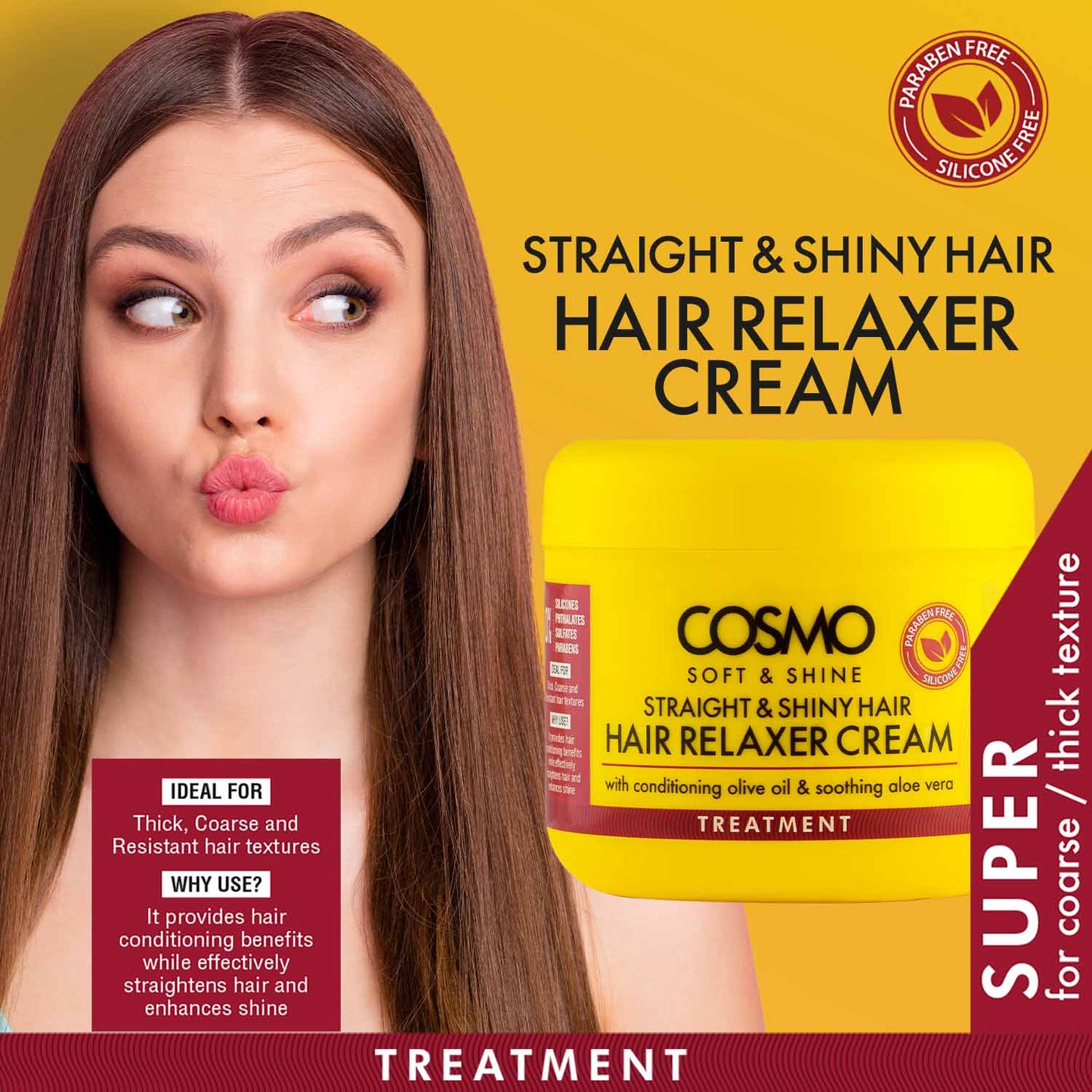 Cosmo Soft & Shine Super Hair Relaxer Cream Treatment 300G