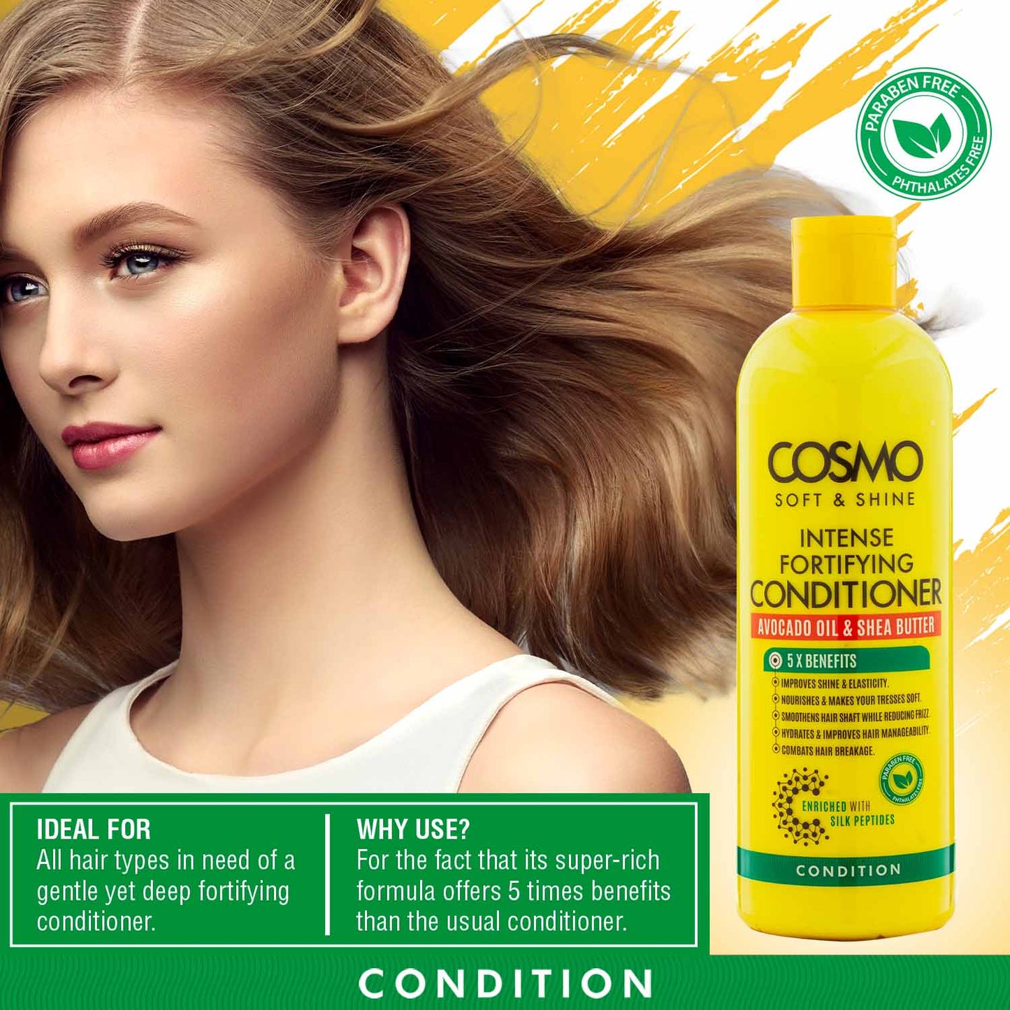 Cosmo Soft & Shine Intense Fortifying Avocado & Shea Butter Conditioner -480ml