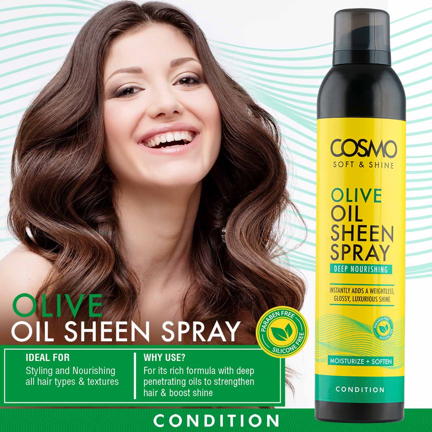 Cosmo Soft & Shine Olive  Oil Sheen Spray - 300Ml